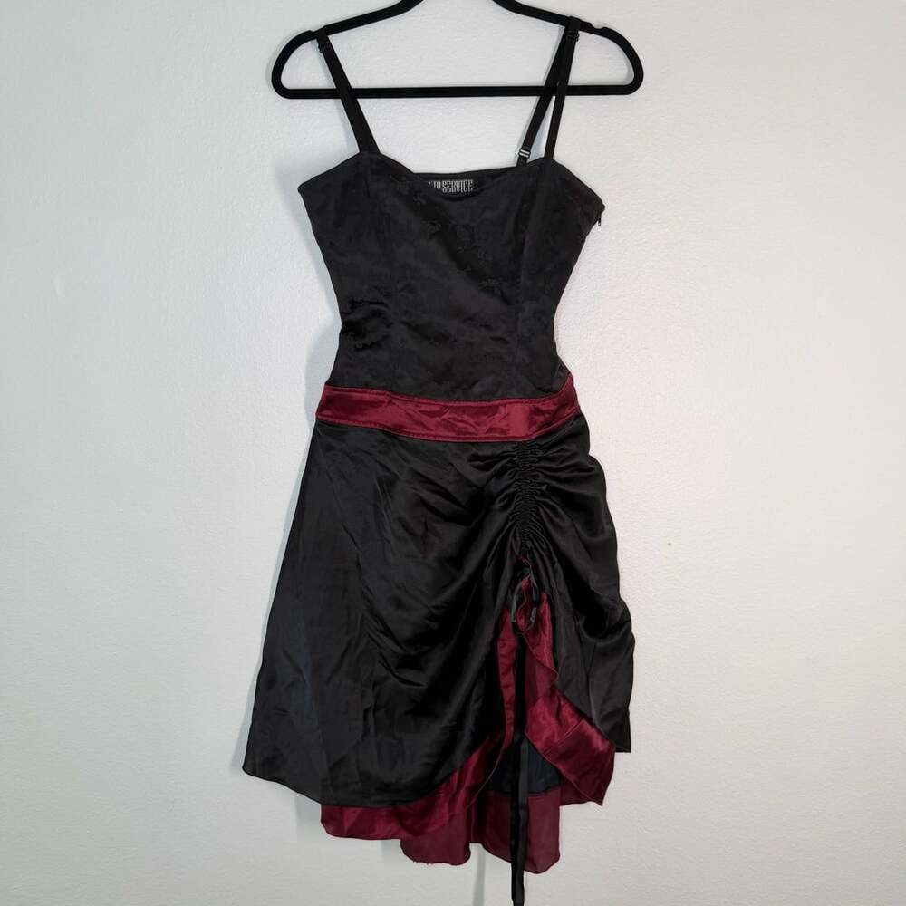 Vintage Lip Service Helena Gothic Black and Burgundy Midi Dress S